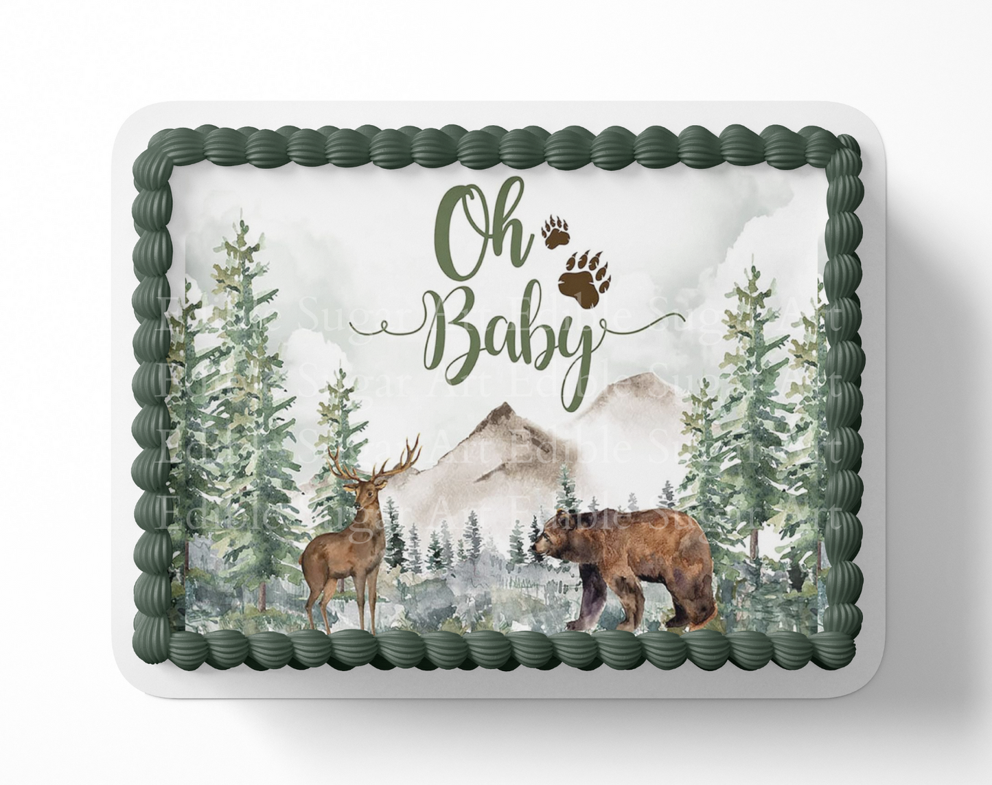Let the adventure begin baby shower cake topper, the greatest adventure is about to begin, adventure awaits baby shower, cake topper, woodland cake topper, woodland baby shower, edible image, edible sugar art