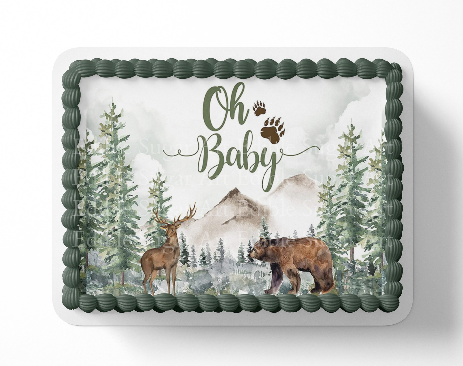 Let the adventure begin baby shower cake topper, the greatest adventure is about to begin, adventure awaits baby shower, cake topper, woodland cake topper, woodland baby shower, edible image, edible sugar art
