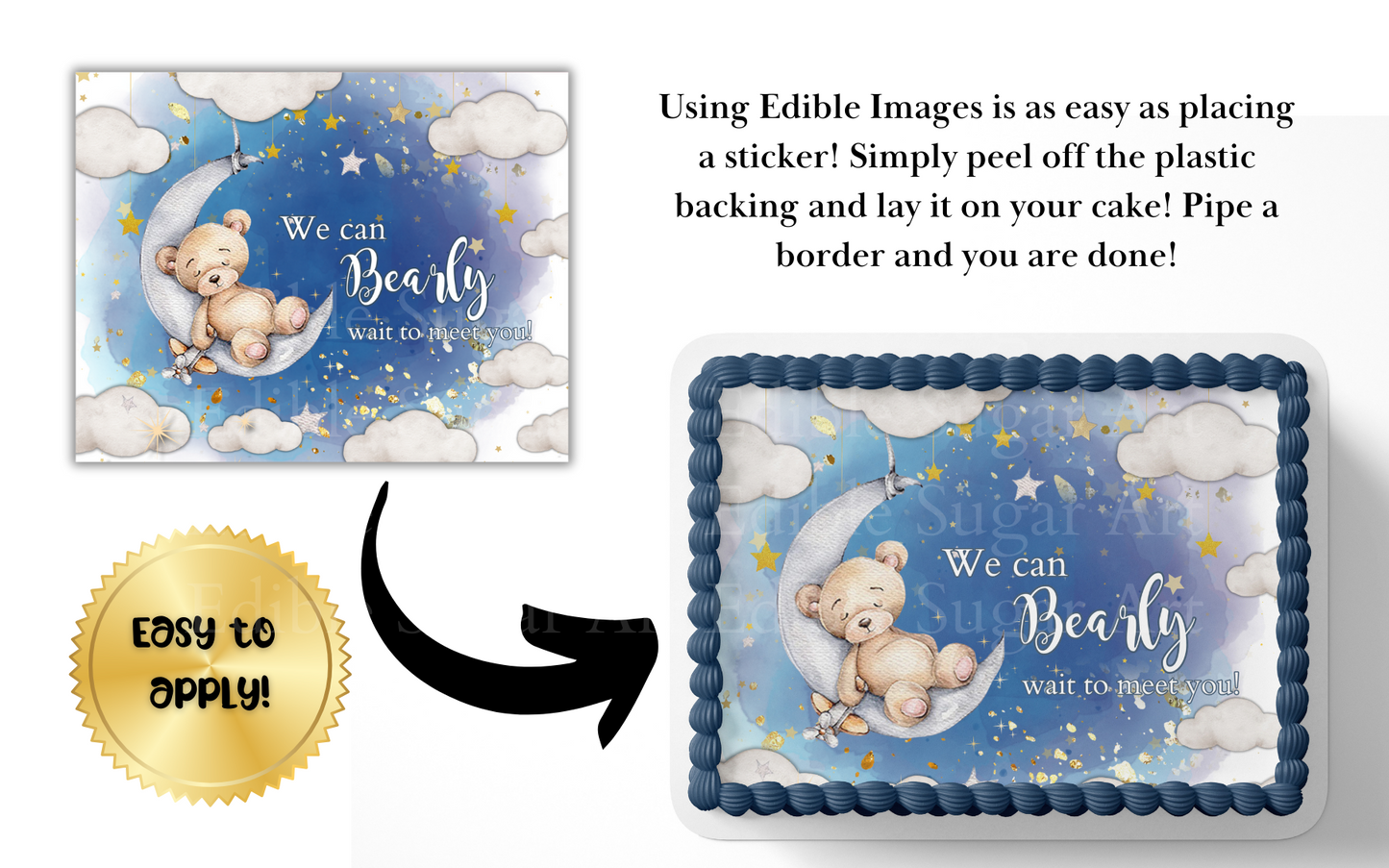 WE CAN BEARLY WAIT BABY SHOWER CAKE TOPPER