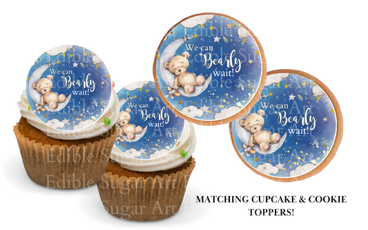 We can Bearly Wait Baby shower cupcake toppers