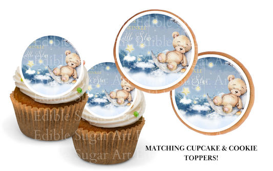 We can Bearly Wait Baby shower cupcake toppers