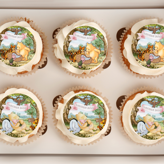 Pooh Bear Baby Shower Cupcake Toppers Girl Baby Shower Cupocake Toppers