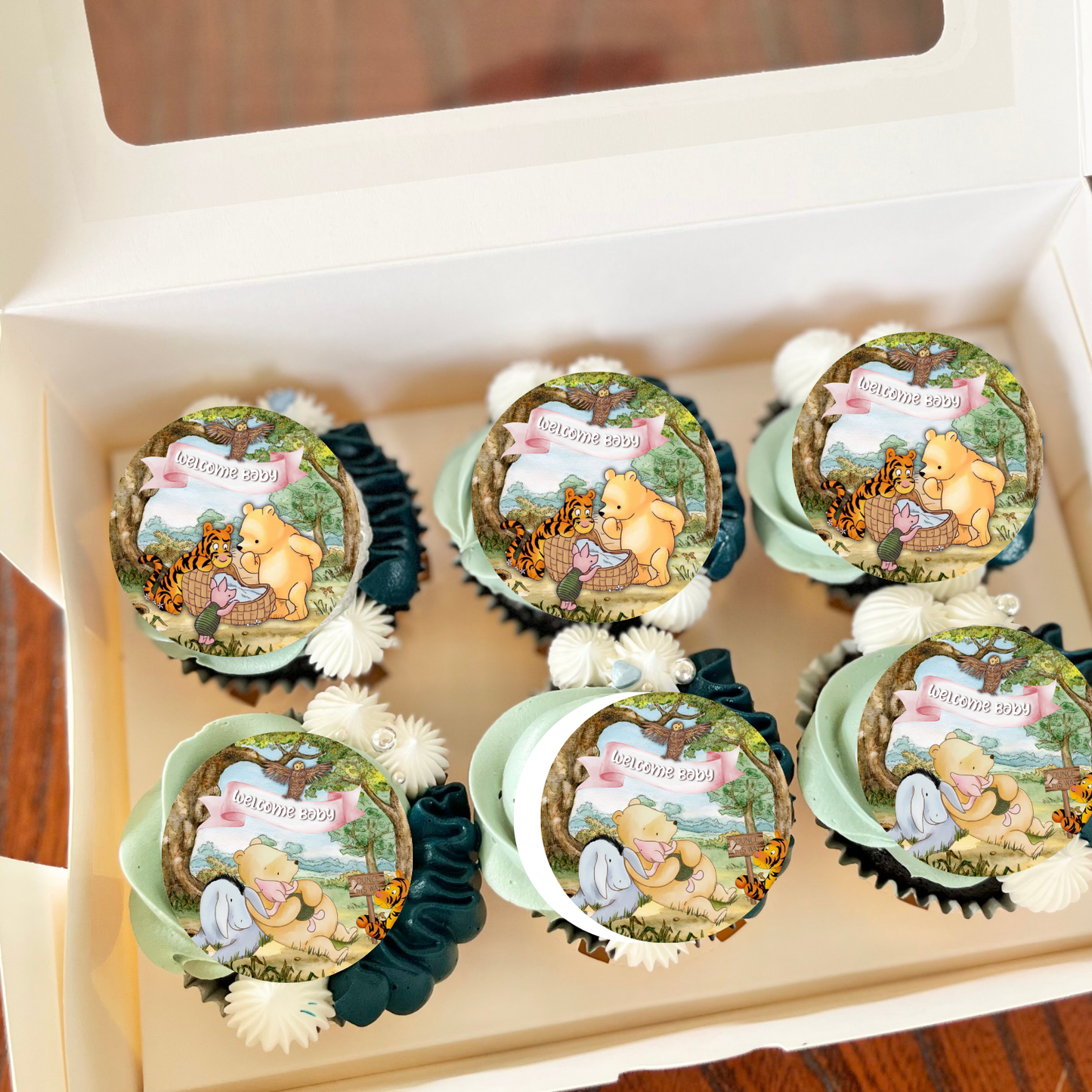 Pooh Bear Baby Shower Cupcake Toppers Girl Baby Shower Cupocake Toppers
