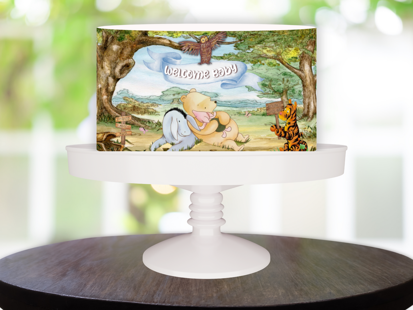 Pooh Bear Baby Shower Edible Cake Wraps | Custom Icing Sheet | Photo cake topper