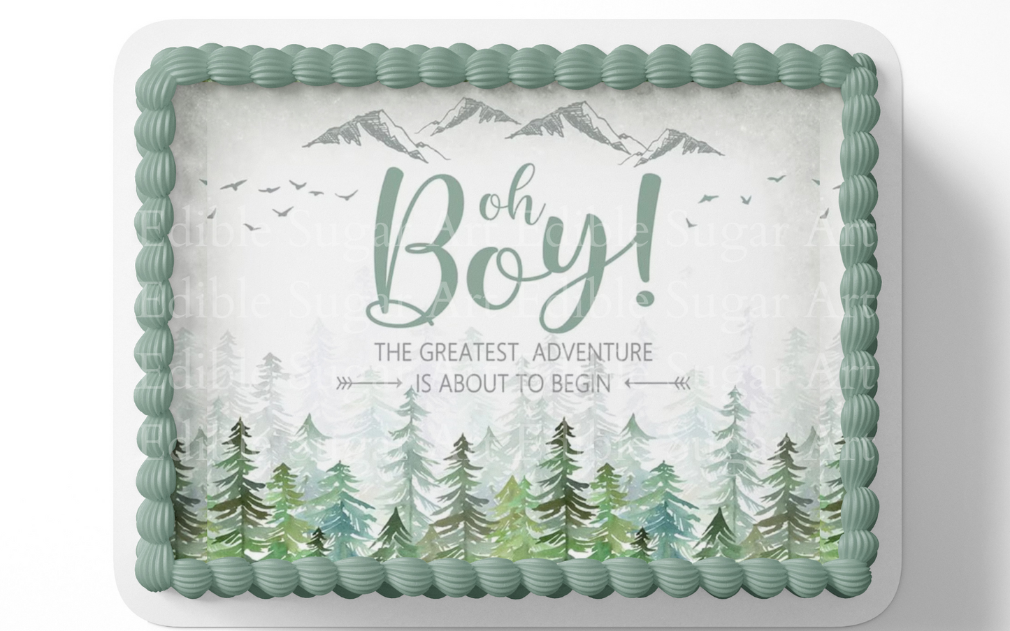 woodland baby shower cake topper edible image