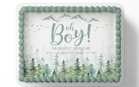 woodland baby shower cake topper edible image