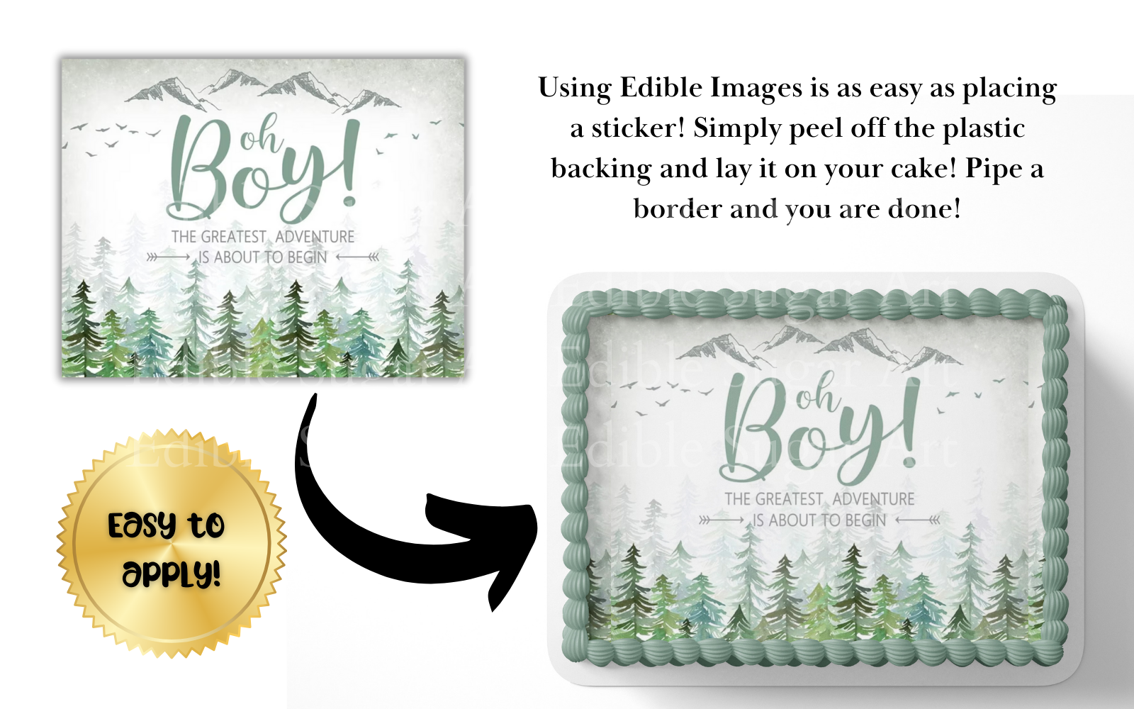 woodland baby shower cake topper edible image