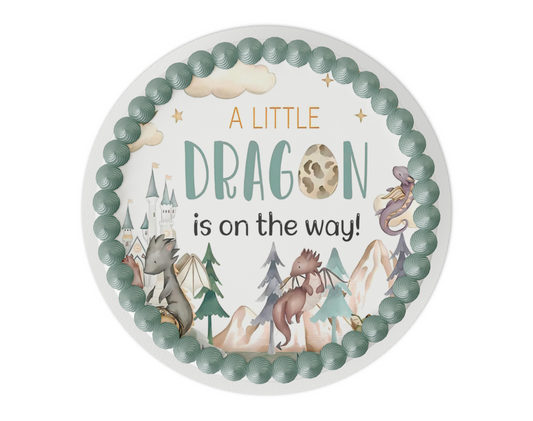 Dragon Baby Shower Cake Topper,  A Little Dragon is on The Way, Boy Dragon Baby Shower, Girl Dragon baby Shower, Watercolor Dragons, Mythical Storybook Baby Shower