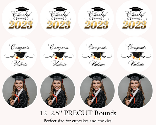 Graduation Cupcake Toppers Edible Image Graduation Dessert Toppers