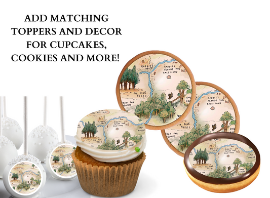 100 Acre woods POOH BEAR CUPCAKE Toppers Baby Shower Cupcake toppers Pooh bear baby shower cake Vintage Pooh bear Cupcake toppers Edible Cupcake toppers