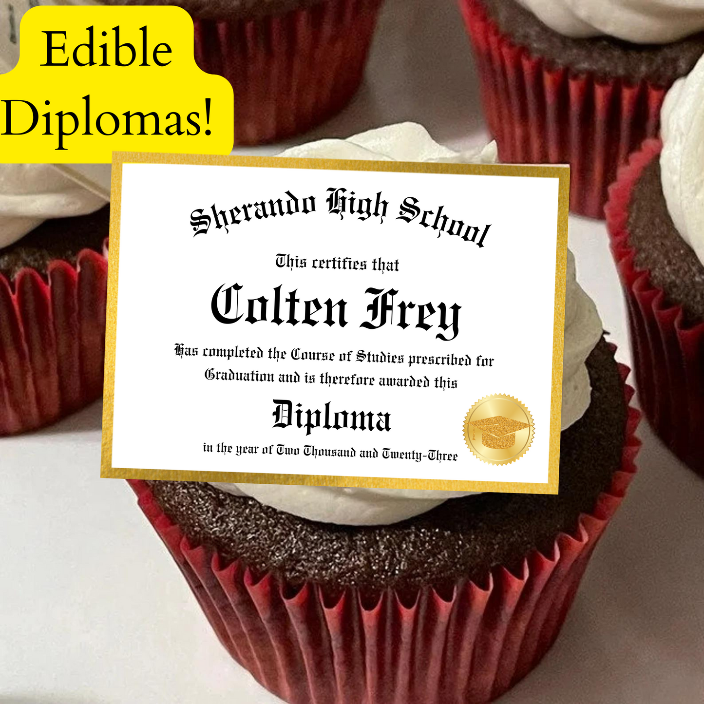 Graduation Cupcake Toppers Edible Image Graduation Dessert Toppers