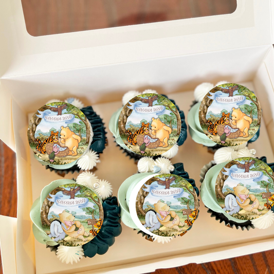 Pooh bear baby shower cupcake toppers