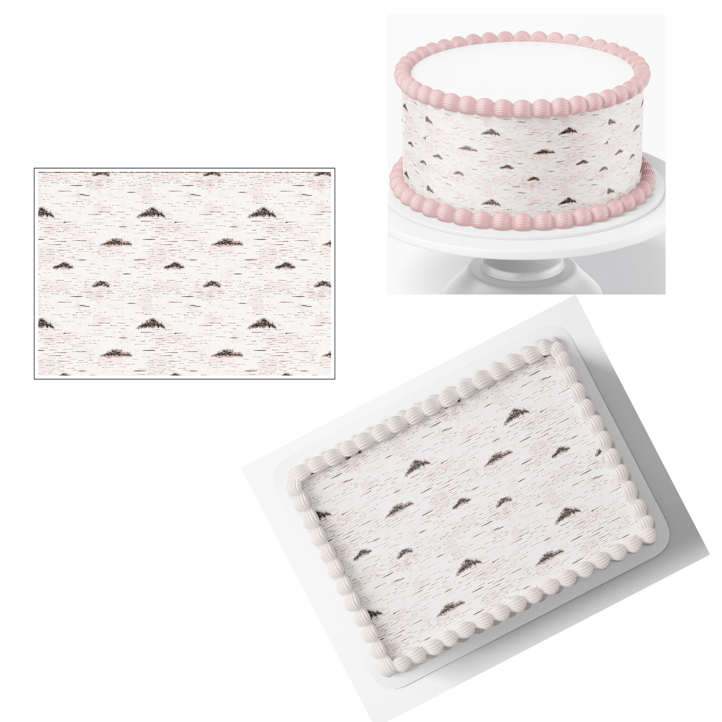 Wood Print Cake Topper, Birch Wood Cake Topper