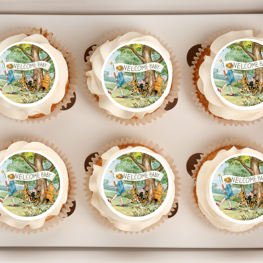 Pooh bear baby shower cupcake toppers