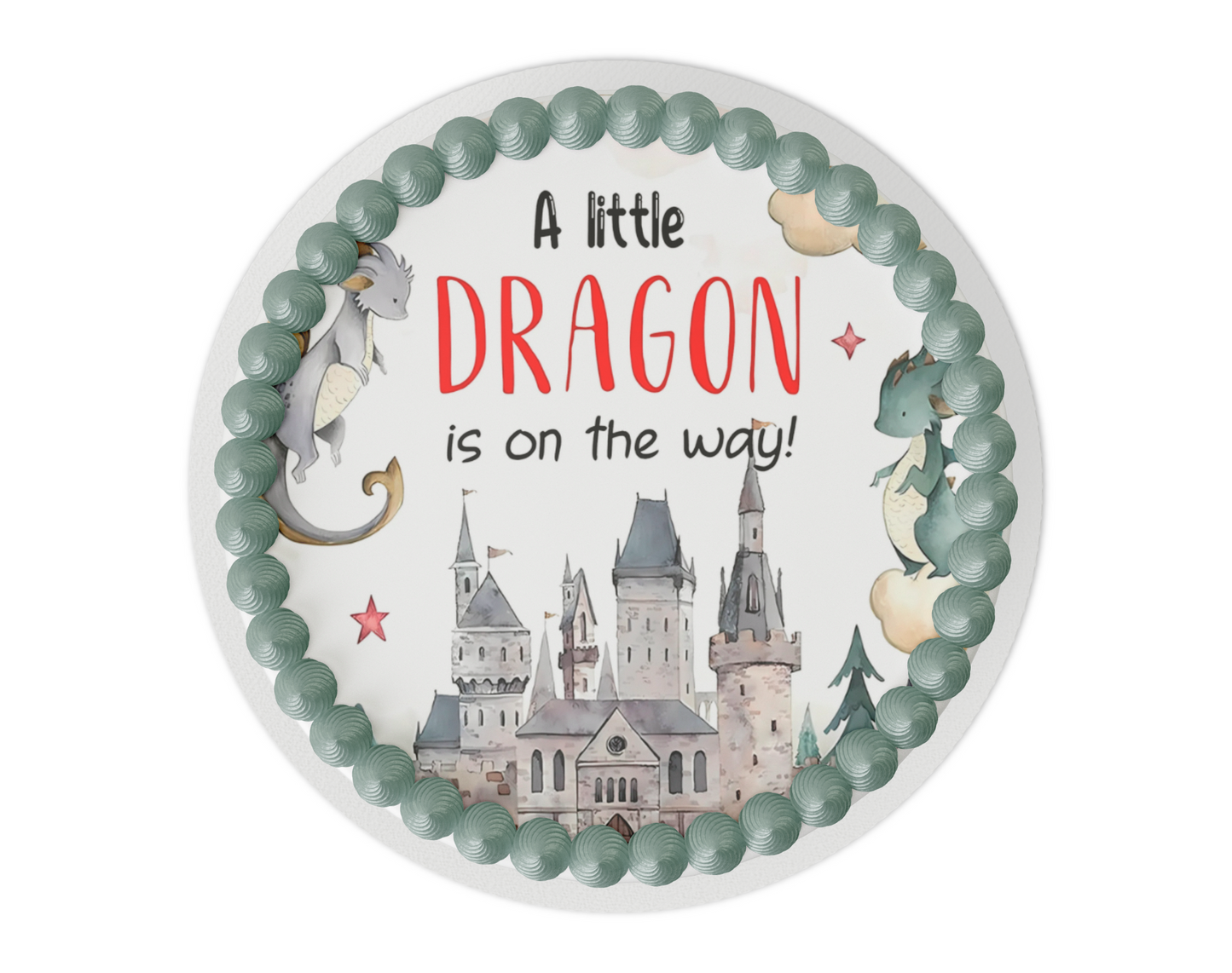 Dragon Baby Shower Cake Topper,  A Little Dragon is on The Way, Boy Dragon Baby Shower, Girl Dragon baby Shower, Watercolor Dragons, Mythical Storybook Baby Shower
