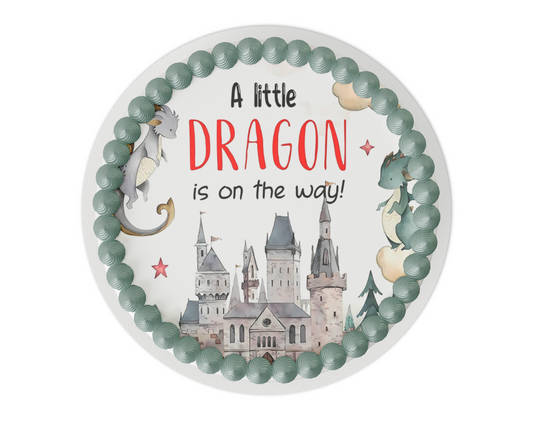 Dragon Baby Shower Cake Topper,  A Little Dragon is on The Way, Boy Dragon Baby Shower, Girl Dragon baby Shower, Watercolor Dragons, Mythical Storybook Baby Shower