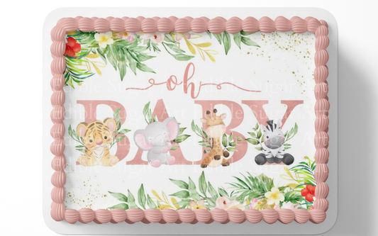 Safari Baby Shower Cake Topper Edible Image Jungle Baby Shower Safari Party Decorations 