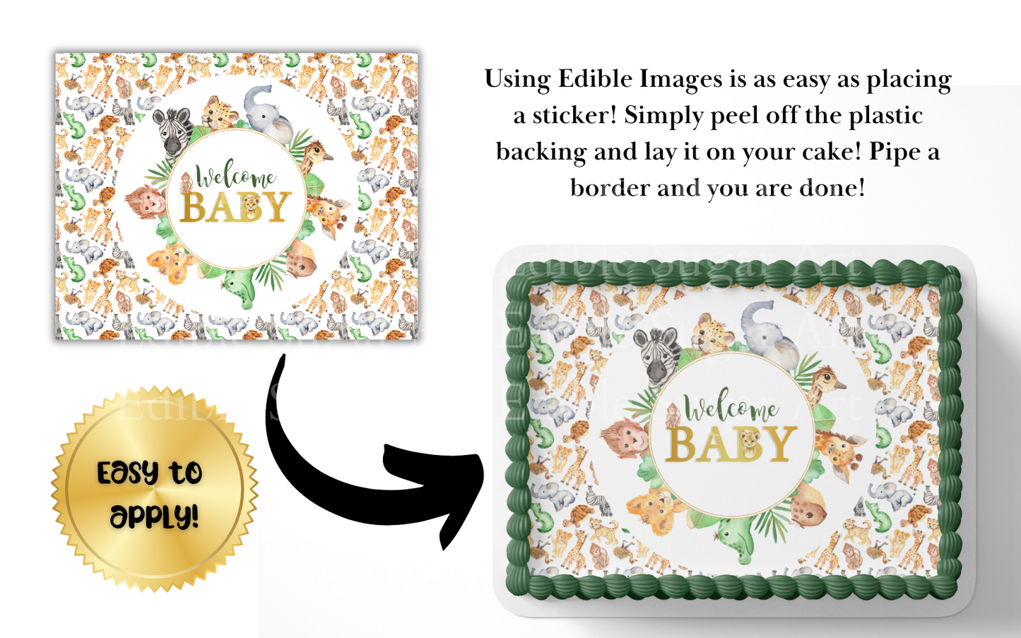 Safari Baby Shower Cake Topper Edible Image Jungle Baby Shower Safari Party Decorations 