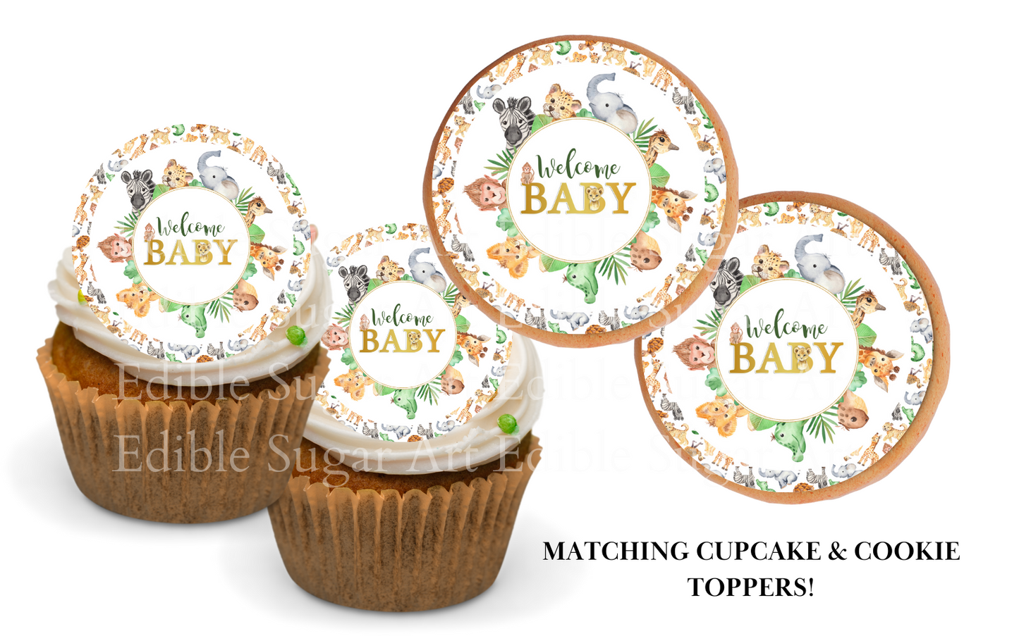 Safari Baby Shower Cake Topper Edible Image Jungle Baby Shower Safari Party Decorations 