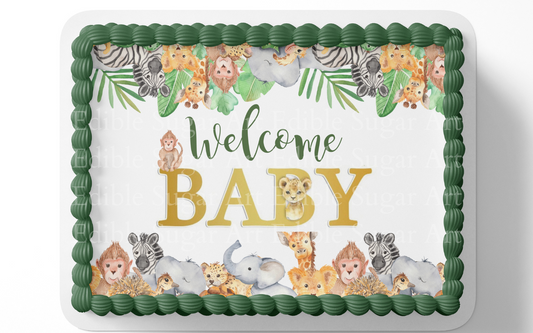 Safari Baby Shower Cake Topper Edible Image Jungle Baby Shower Safari Party Decorations 