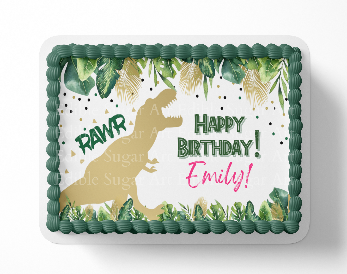 Dinosaur Birthday cake topper edible image
