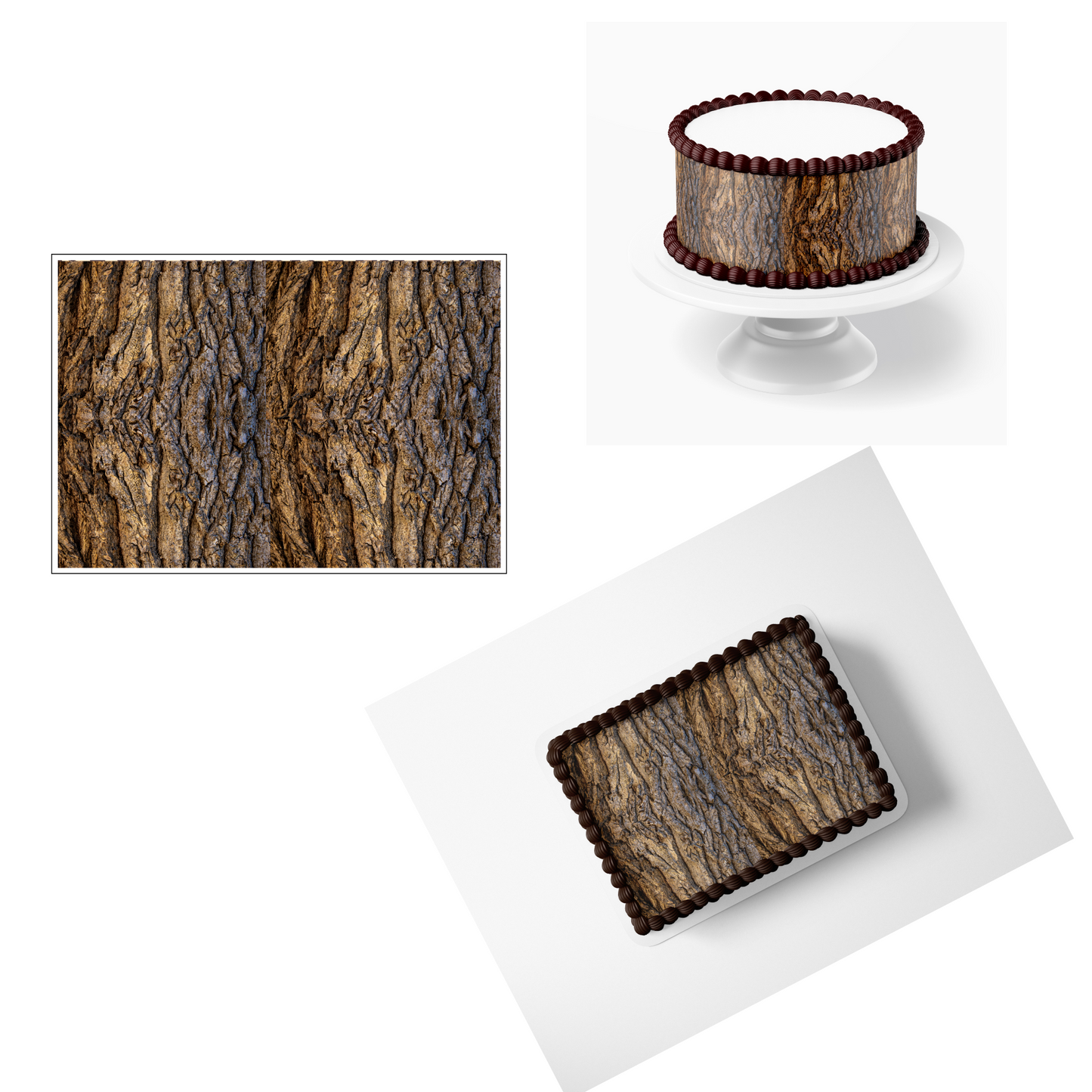 Wood Print Cake Topper, Wood Cake Wrap