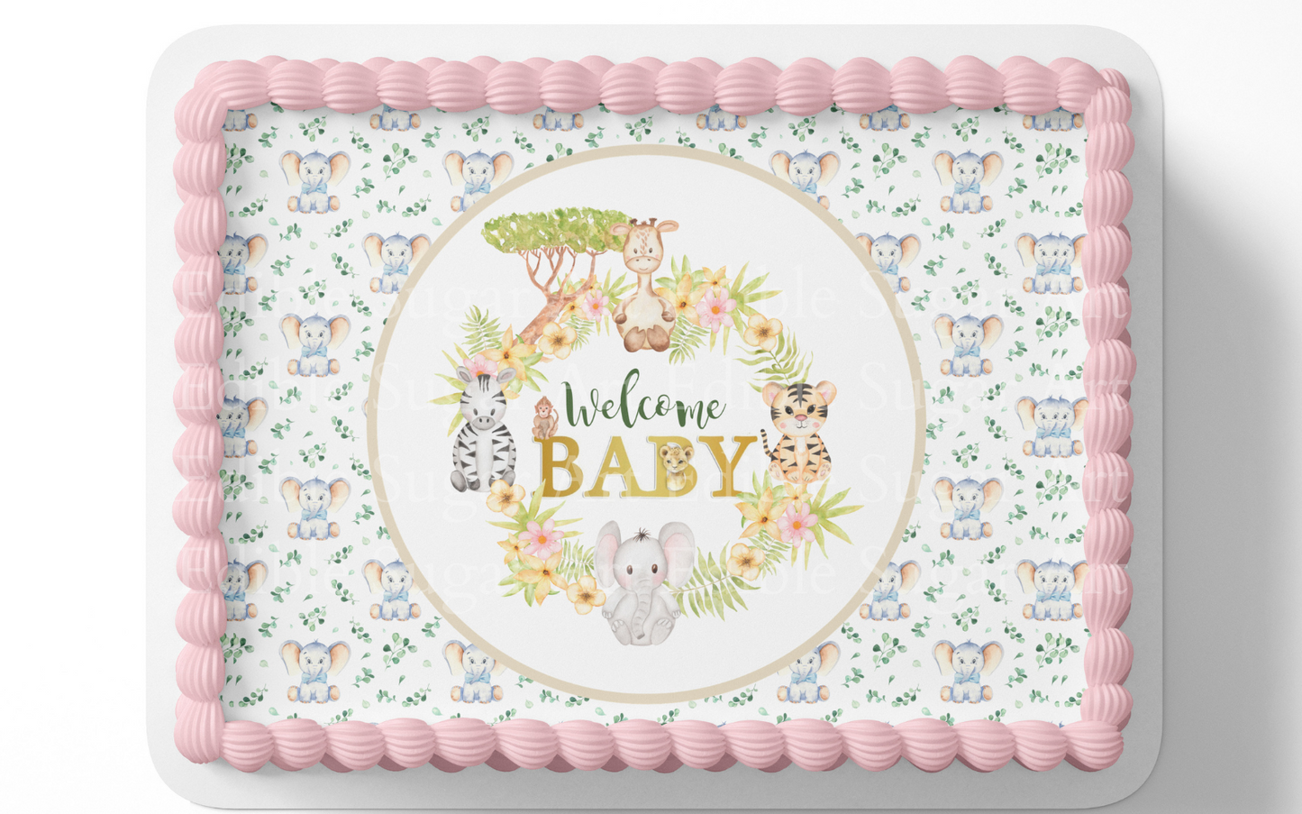 Safari Baby Shower Cake Topper Edible Image Jungle Baby Shower Safari Party Decorations 