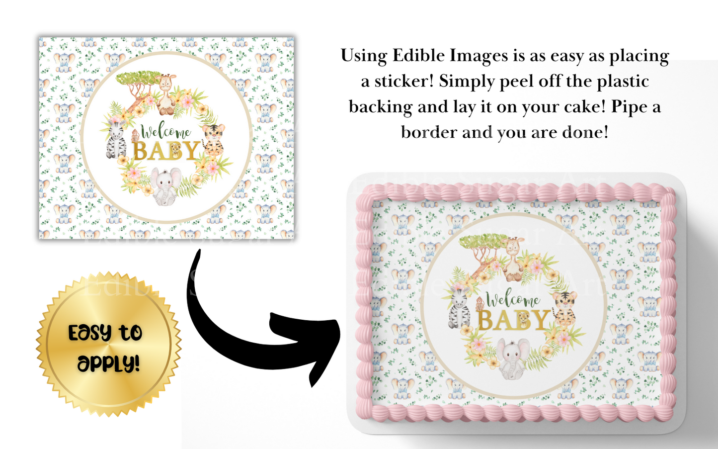 Safari Baby Shower Cake Topper Edible Image Jungle Baby Shower Safari Party Decorations 