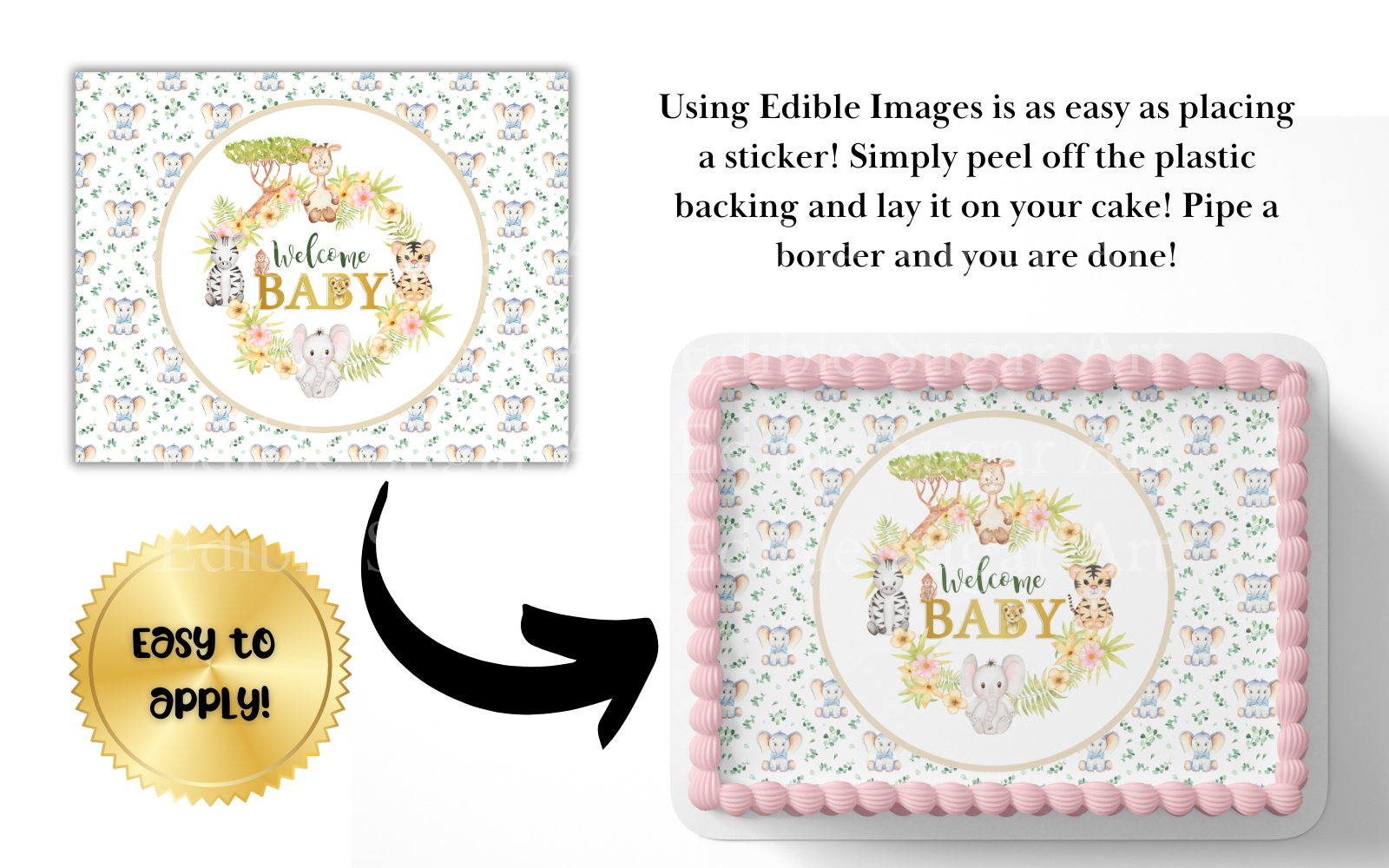 Safari Baby Shower Cake Topper Edible Image Jungle Baby Shower Safari Party Decorations 