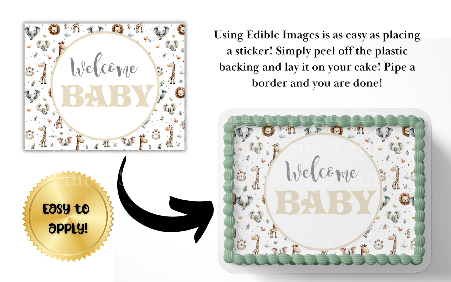 Safari Baby Shower Cake Topper Edible Image Jungle Baby Shower Safari Party Decorations 