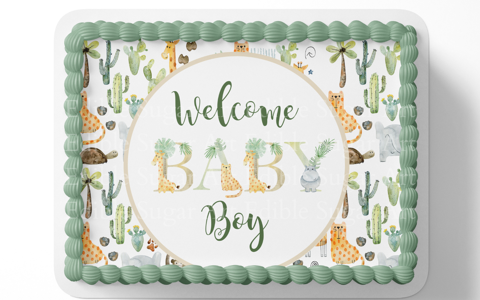 Safari Baby Shower Cake Topper Edible Image Jungle Baby Shower Safari Party Decorations 
