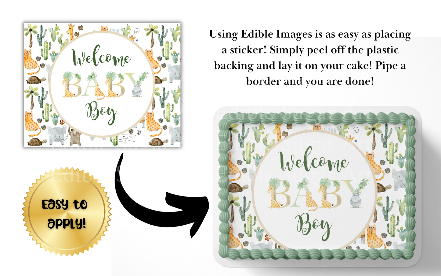 Safari Baby Shower Cake Topper Edible Image Jungle Baby Shower Safari Party Decorations 