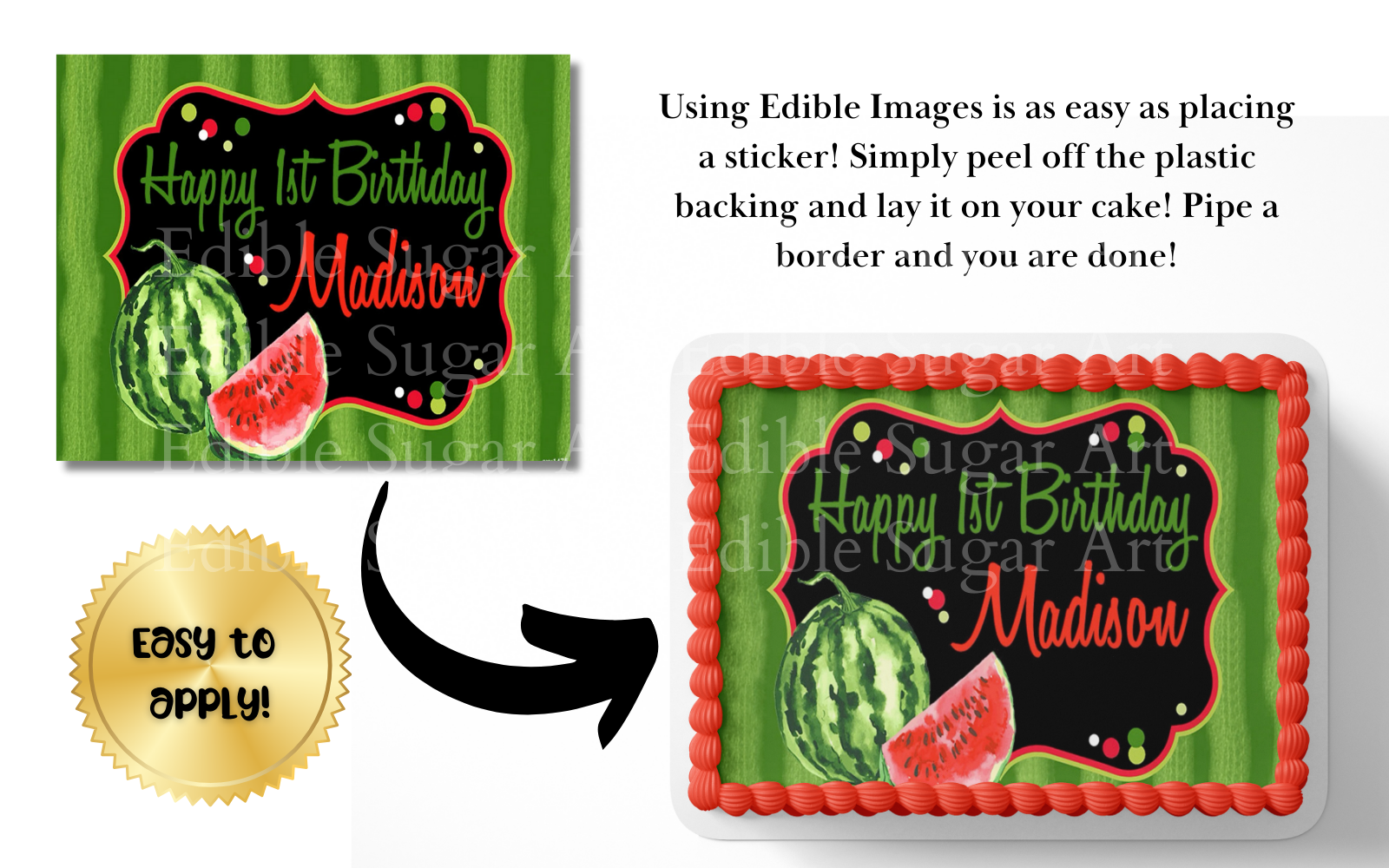 WATERMELON PARTY ONE IN A MELON BIRTHDAY PARTY CAKE TOPPER
