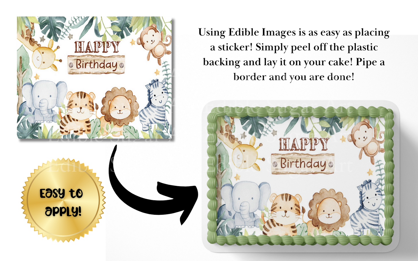 Two Wild Safari Birthday Cake Topper, Safari birthday, Two Wild Cake Topper, Edible Image