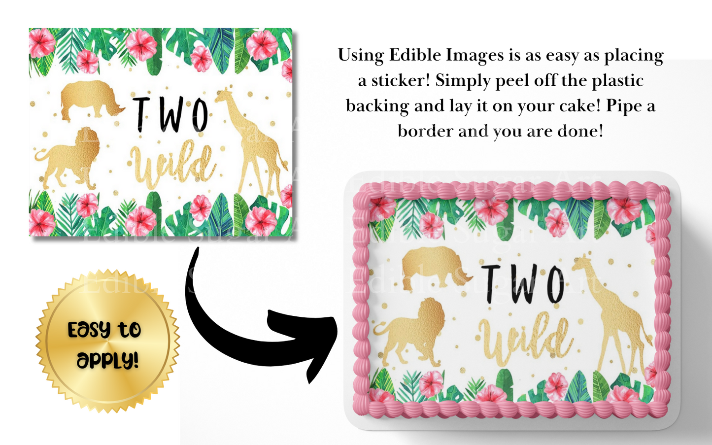 Two Wild Safari Birthday Cake Topper, Safari birthday, Two Wild Cake Topper, Edible Image