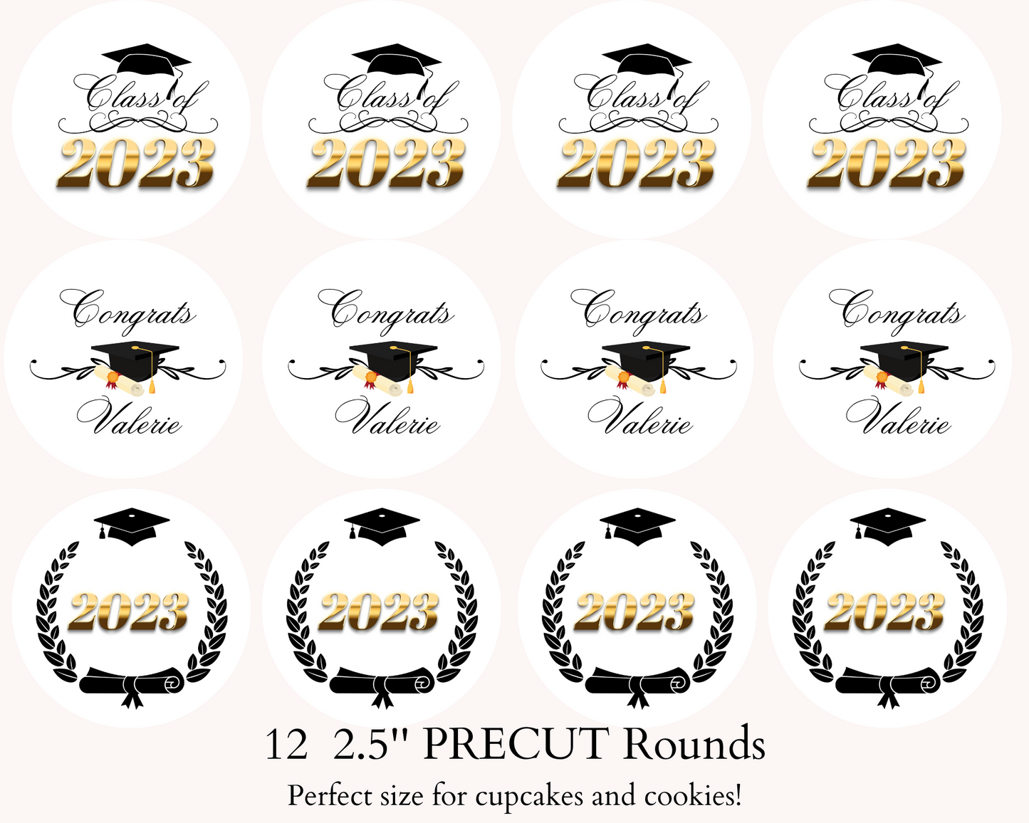 Graduation Cupcake Toppers Edible Image Graduation Dessert Toppers