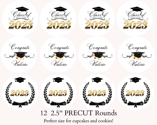 Graduation Cupcake Toppers Edible Image Graduation Dessert Toppers