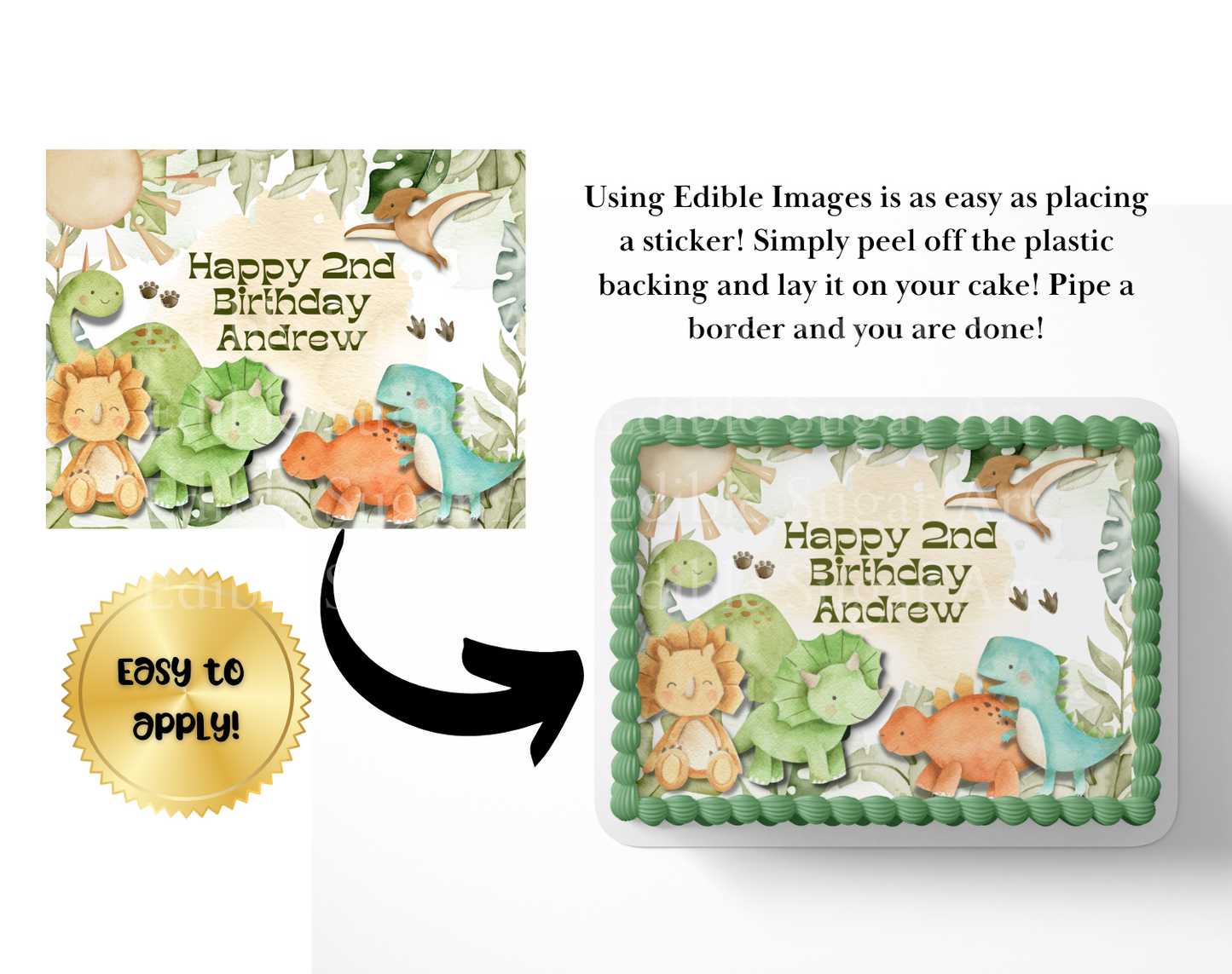 Dinosaur Cake Topper Dino Edible Image Prehistoric Themed Jurassic Birthday Dinosaur Birthday Party Cake Topper Frosting Sheet Icing Frosting Edible Sticker Decal
