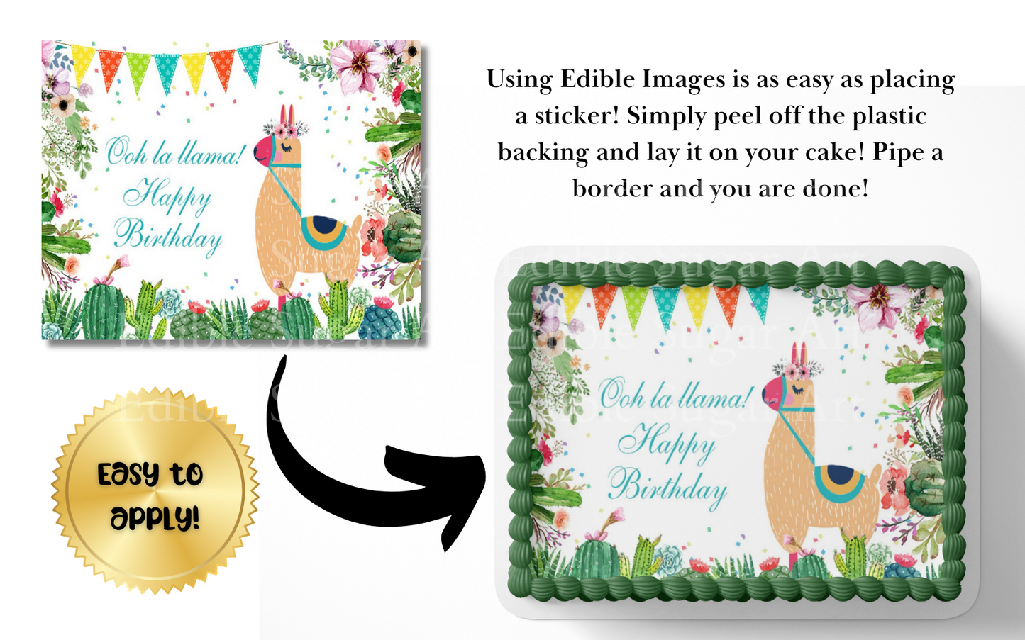 LLAMA BIRTHDAY PARTY CAKE TOPPER