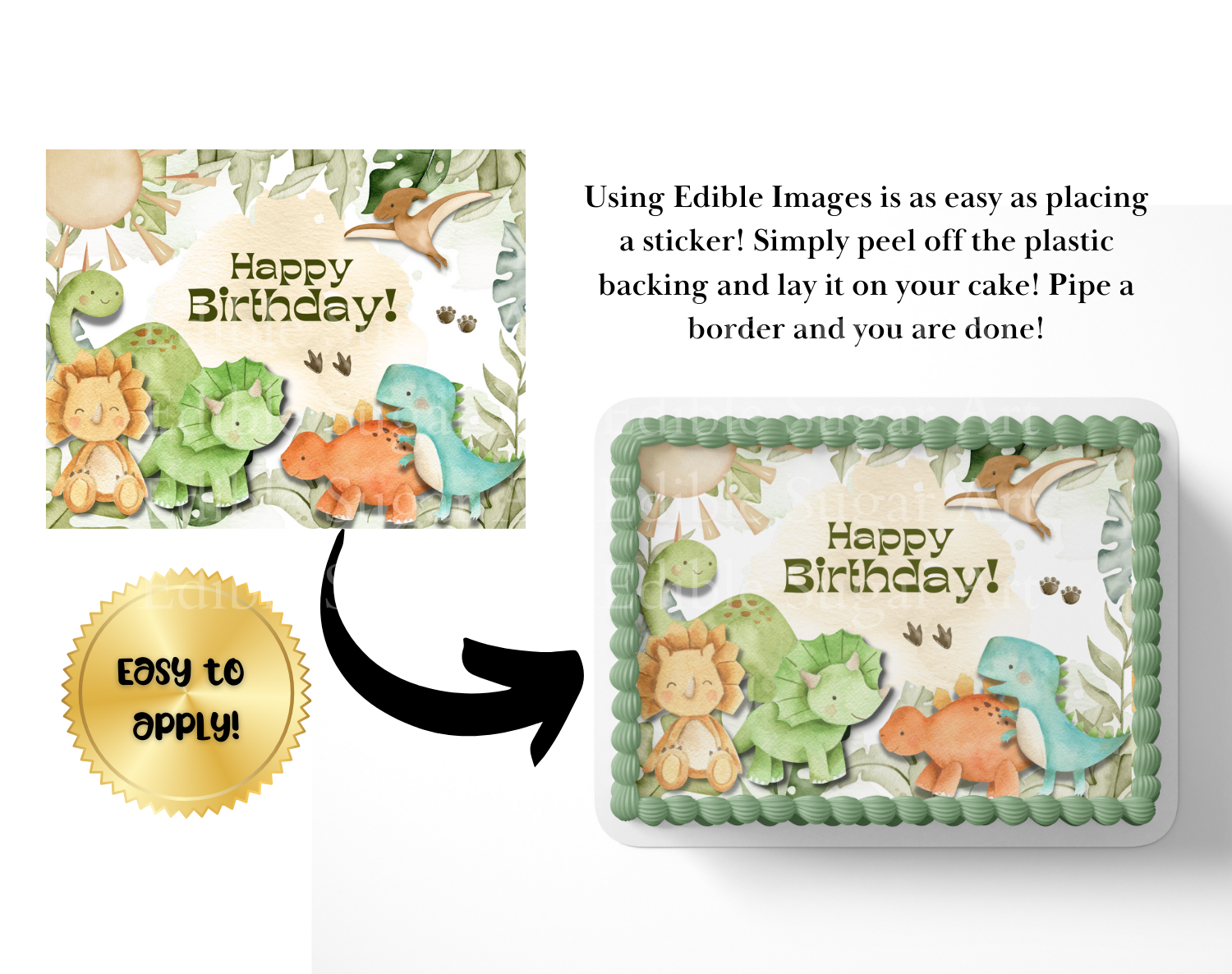 Dinosaur Birthday cake topper edible image