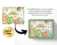 Dinosaur Birthday cake topper edible image