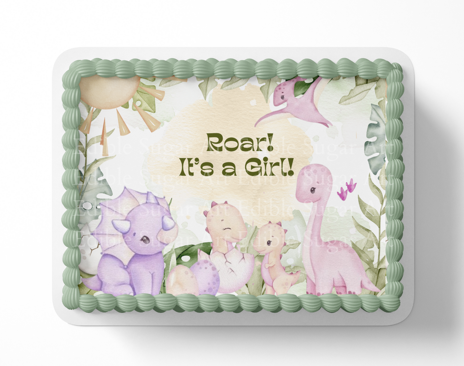 Dinosaur Baby shower cake topper edible image