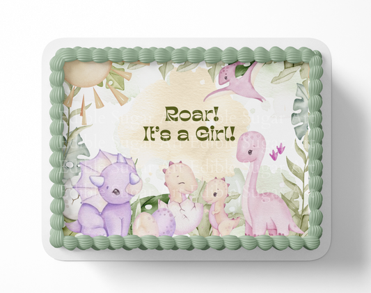 Dinosaur Baby shower cake topper edible image
