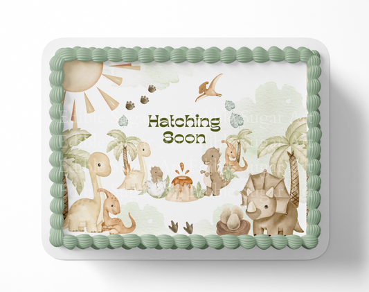 Dinosaur Baby shower cake topper edible image