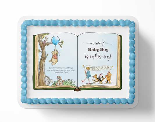 Personalized Pooh Bear Cake Topper | Baby Shower | Edible Photo