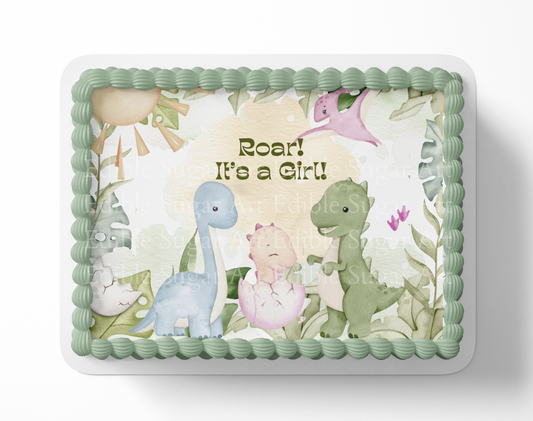 Dinosaur Baby shower cake topper edible image