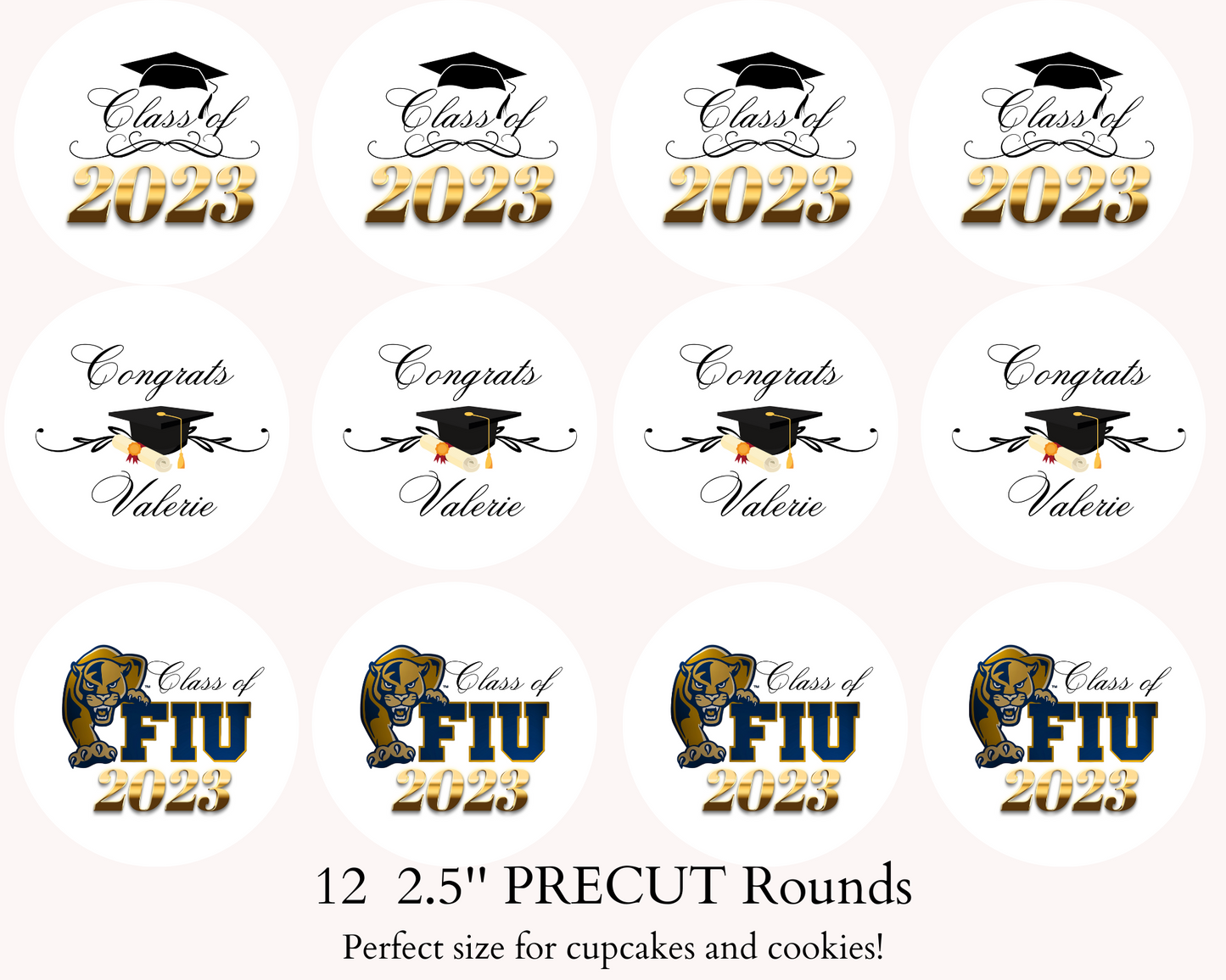 Graduation Cupcake Toppers Edible Image Graduation Dessert Toppers
