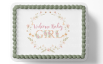 SPRING BABY SHOWER CAKE TOPPER, WELCOME BABY GIRL CAKE TOPPER,  SPRING FLOWER DECORATIONS, SPRING PARTY, EDIBLE IMAGE, EDIBLE PICTURE
