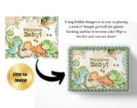 Dinosaur Baby shower cake topper edible image