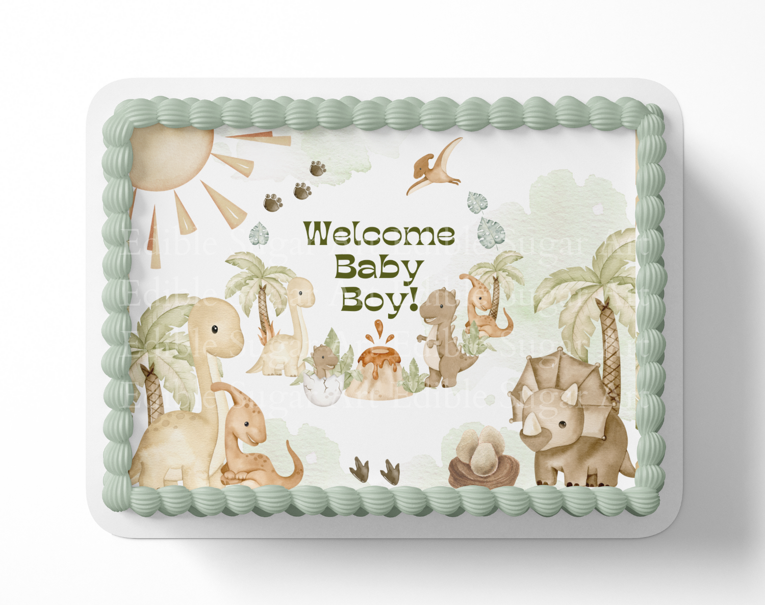 Dinosaur Baby shower cake topper edible image